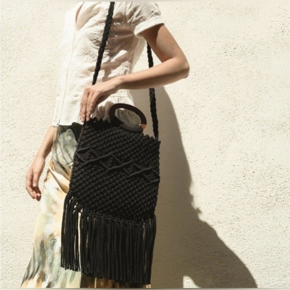 Danielle Nicole Black Fringe Crossbody Bag - image 1